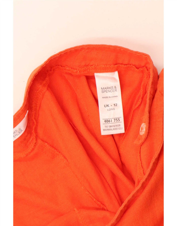 Marks & Spencer Pantalon Capri Femme UK 12 Moyen W30 L23 Lin Orange