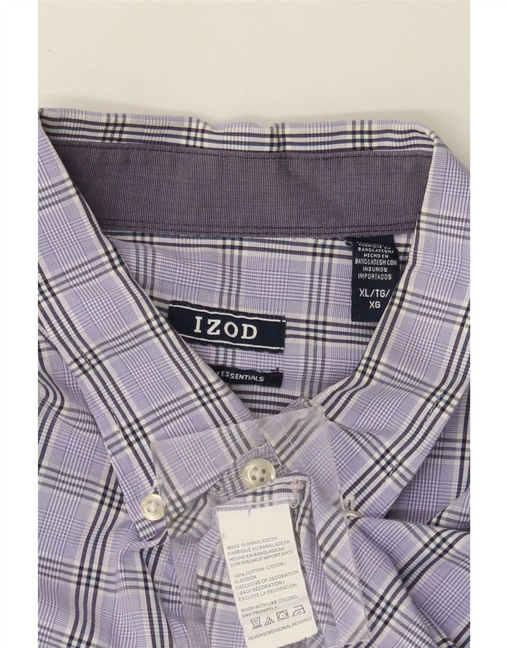 IZOD Chemise Homme XL Violet Carreaux Coton