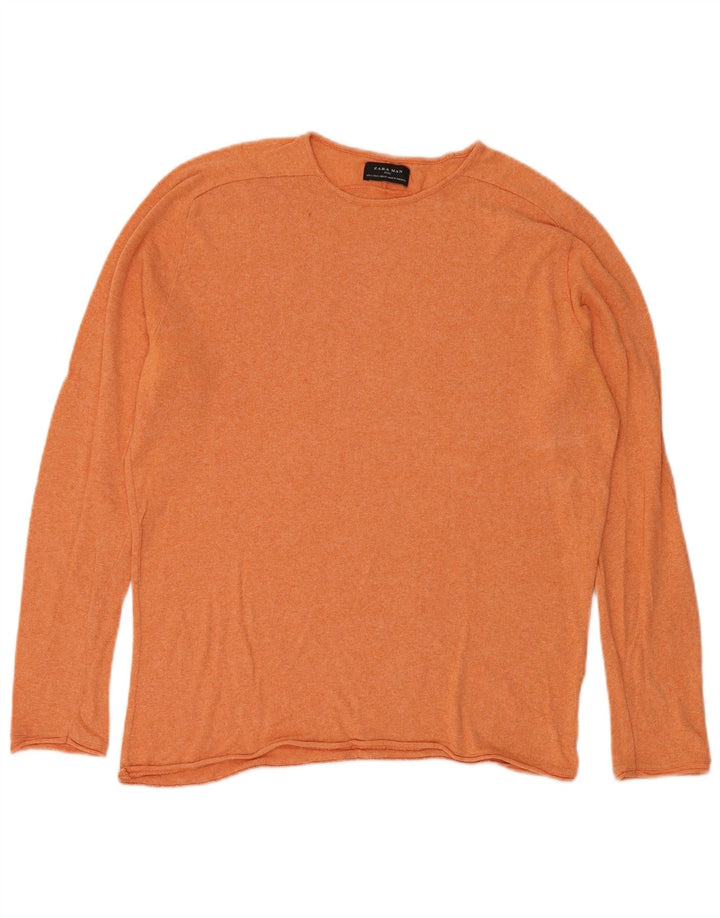Zara Pull ras du cou pour homme, grand, orange