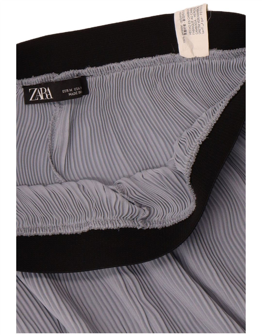 Pantalon Capri Cullotes Femme Zara Medium W28 L21 Bleu Colorblock