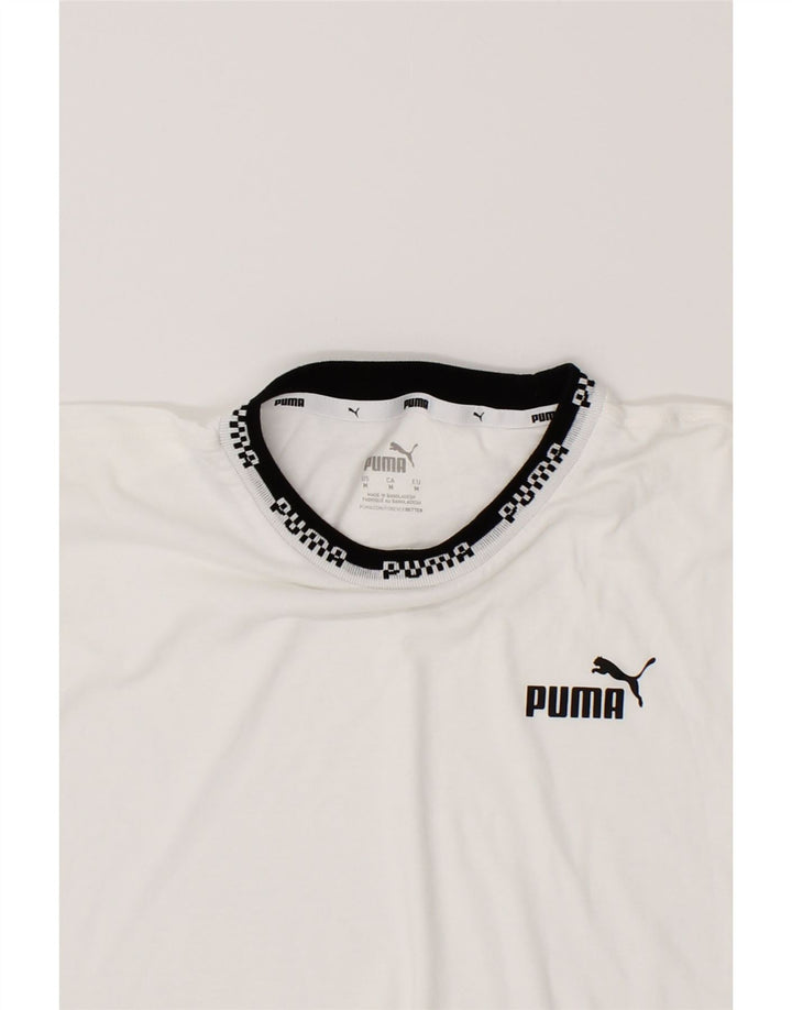 PUMA Womens Crop T-Shirt Top UK 14 Medium White Cotton Vintage Puma and Second-Hand Puma from Messina Hembry 