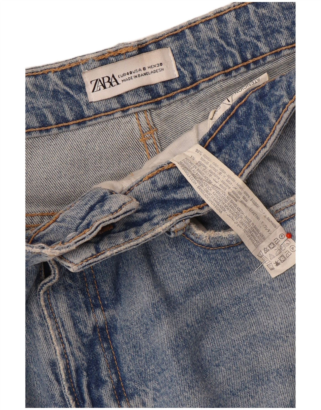 Zara Jean fuselé pour femme EU 40 Medium W30 L28 Bleu Coton