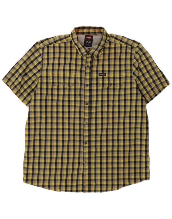 Wrangler Chemise à manches courtes pour homme Coupe régulière XL en coton vichy jaune