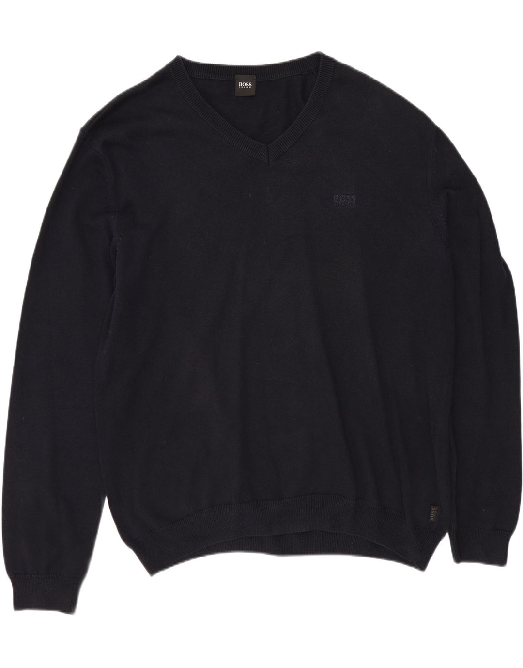 HUGO BOSS Homme Pull Col V XL Bleu Marine Coton