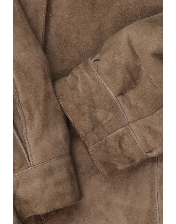 manteau en peau de mouton vintage femme UK 14 Brun moyen