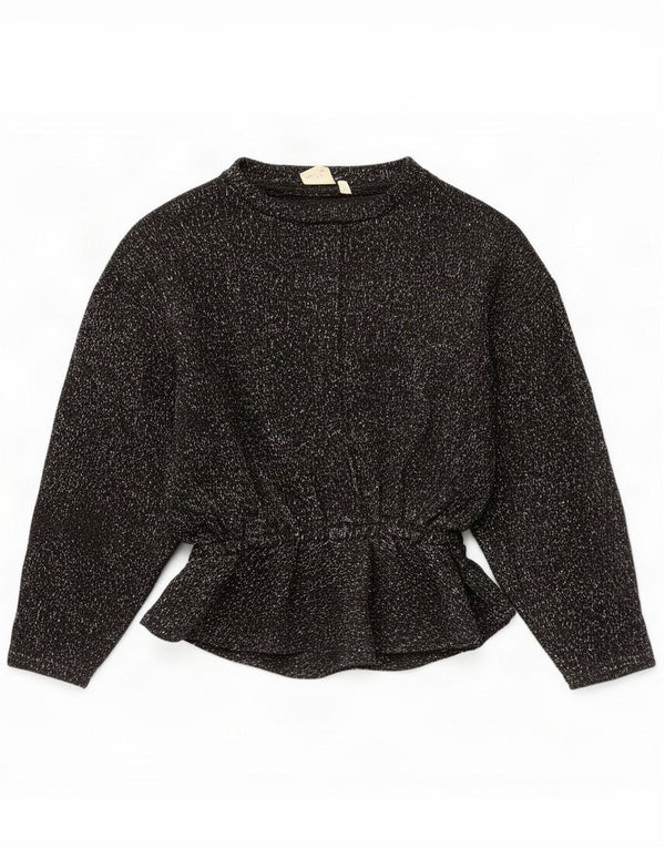 Vintage Womens Boat Neck Jumper Sweater UK 14 Medium Black Flecked