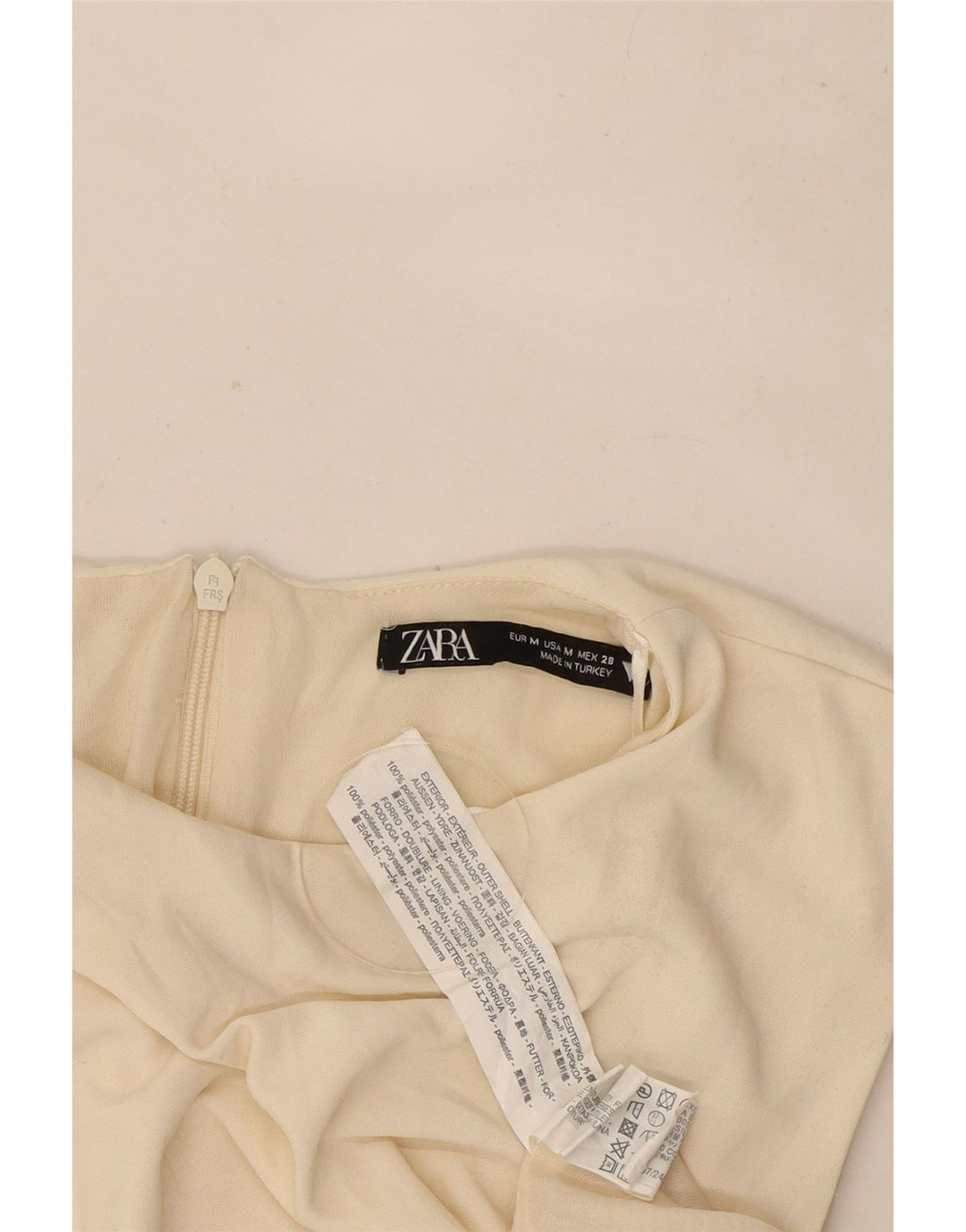 Zara Robe fourreau sans manches pour femme UK 12 Medium Off White Polyester