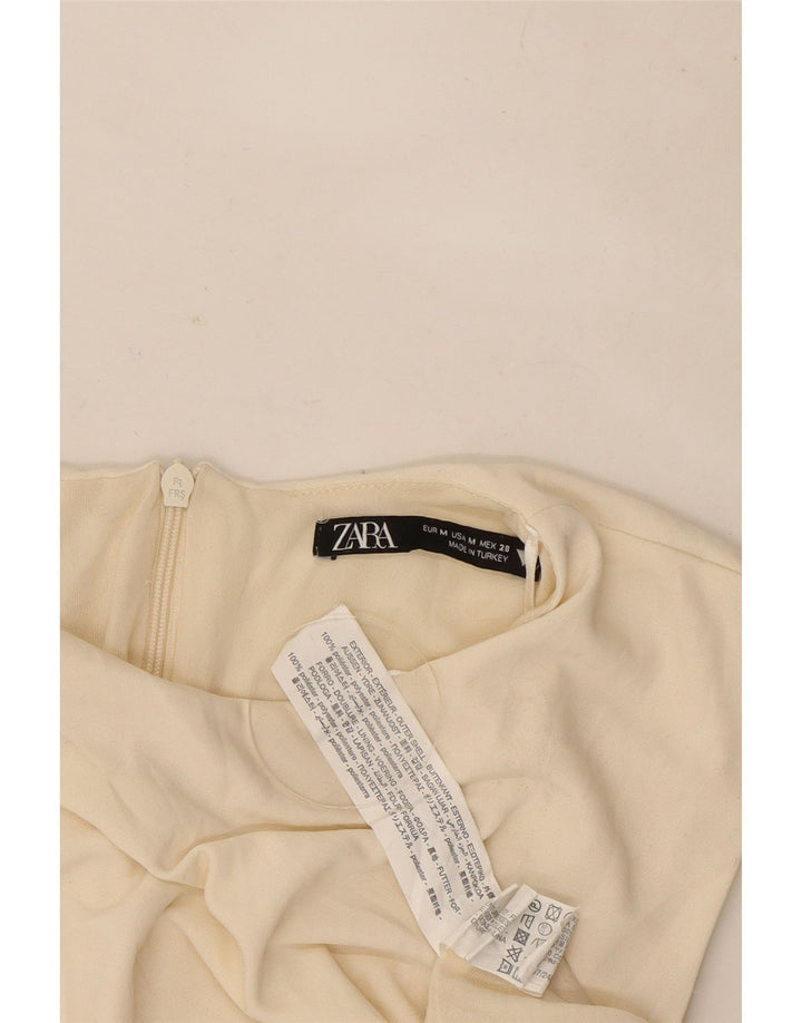 Zara Robe fourreau sans manches pour femme UK 12 Medium Off White Polyester