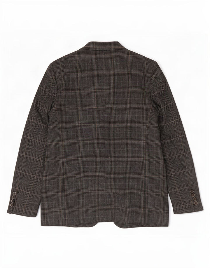 Zara Veste blazer à 2 boutons pour femme UK 10 Petit gris pied-de-poule Polyester