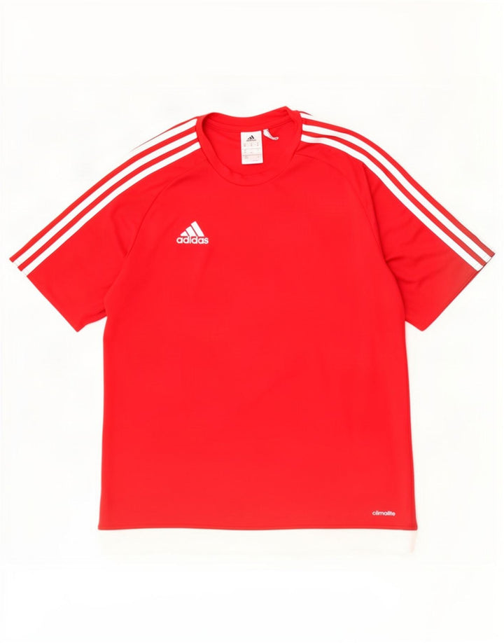 Adidas Homme Climalite T-Shirt Haut Rouge Moyen Colorblock Polyester