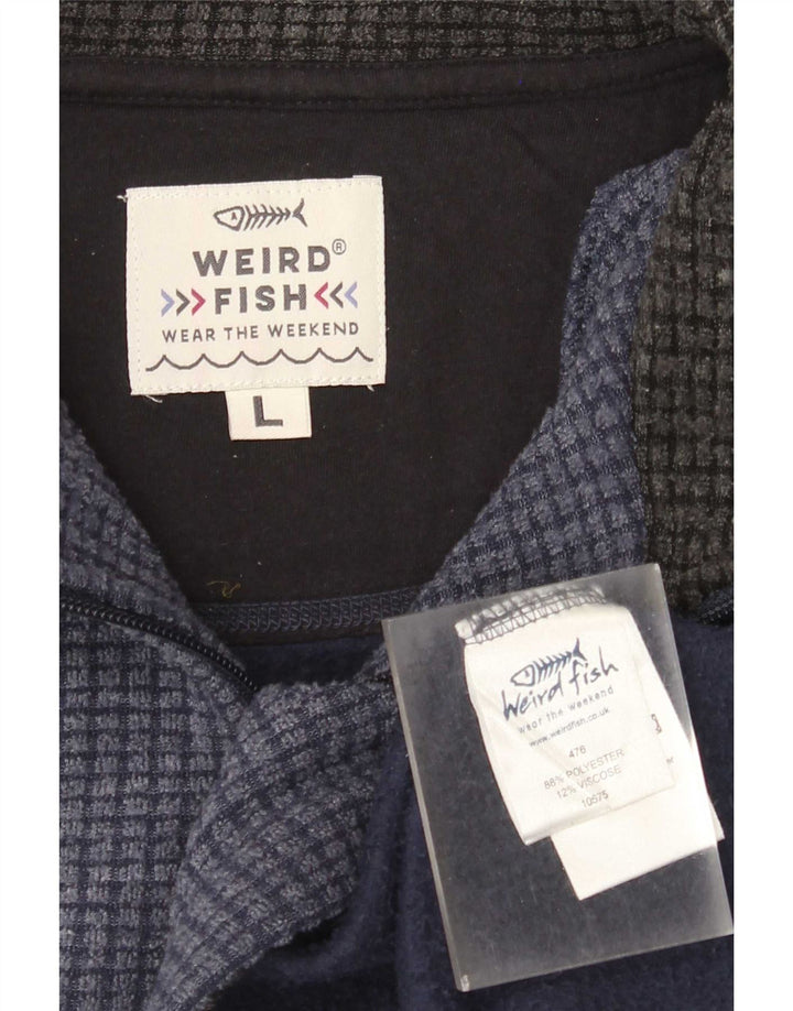 Weird Fish Pull polaire à col zippé pour homme Grand bleu marine Polyester