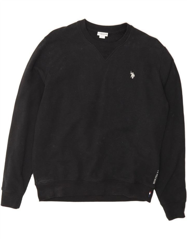 U.S. POLO ASSN. Mens Sweatshirt Jumper Large Black Cotton Vintage U.S. Polo Assn. and Second-Hand U.S. Polo Assn. from Messina Hembry 