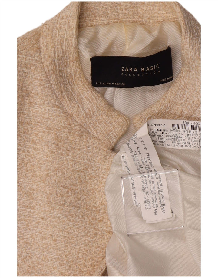 ZARA Veste blazer ouverte pour femme UK 12 Medium Off White Cotton