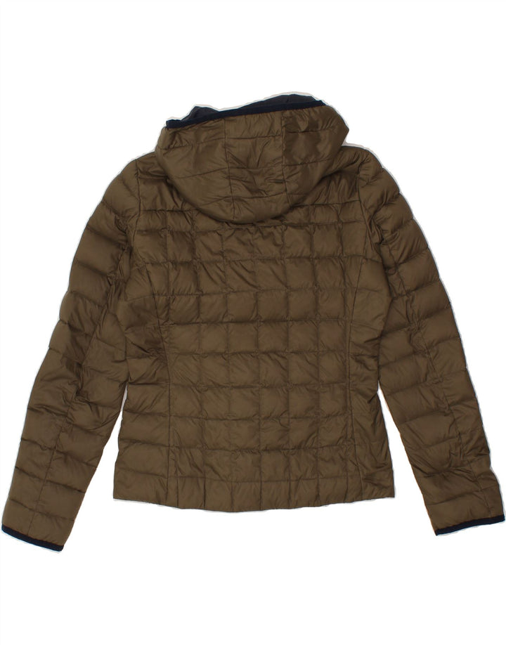 TOMMY HILFIGER Womens Hooded Padded Jacket UK 10 Small Khaki Vintage Tommy Hilfiger and Second-Hand Tommy Hilfiger from Messina Hembry 