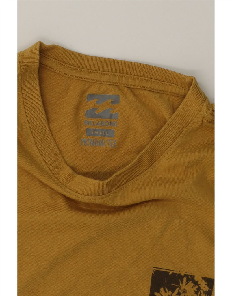 BILLABONG Mens Graphic T-Shirt Top Small Yellow Cotton Vintage Billabong and Second-Hand Billabong from Messina Hembry 