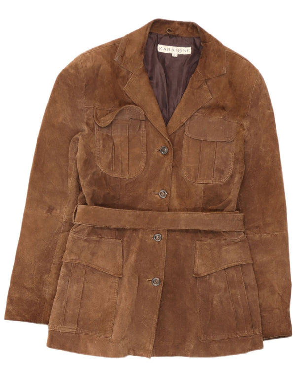 Zabaione Veste en daim pour femme UK 14 Grand cuir marron