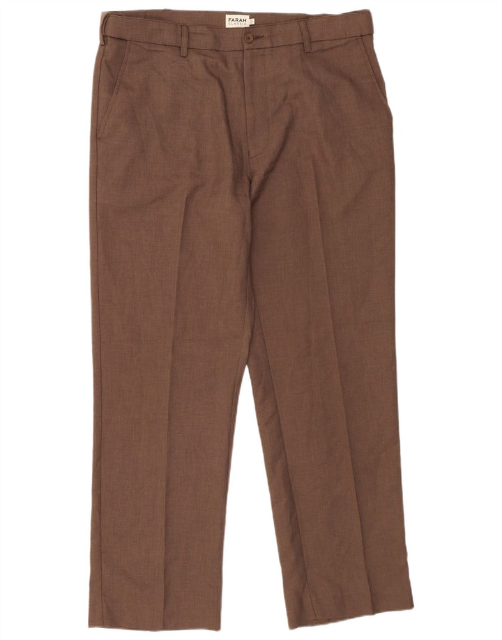 Farah Pantalon Chino Coupe Classique Homme W36 L29 Marron Polyester