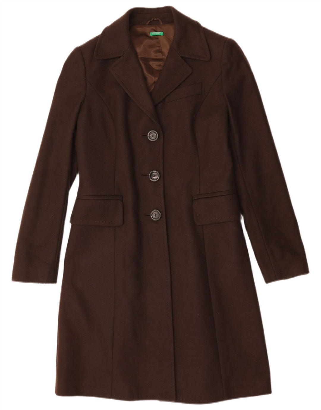 Benetton Pardessus Femme IT 44 Laine Marron Moyen