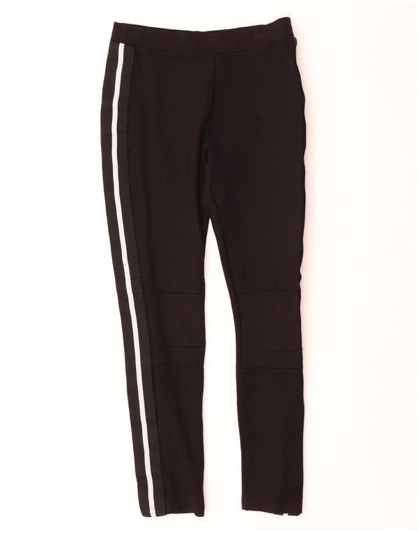 Zara Leggings Femme UK 12 Medium Noir Rayé
