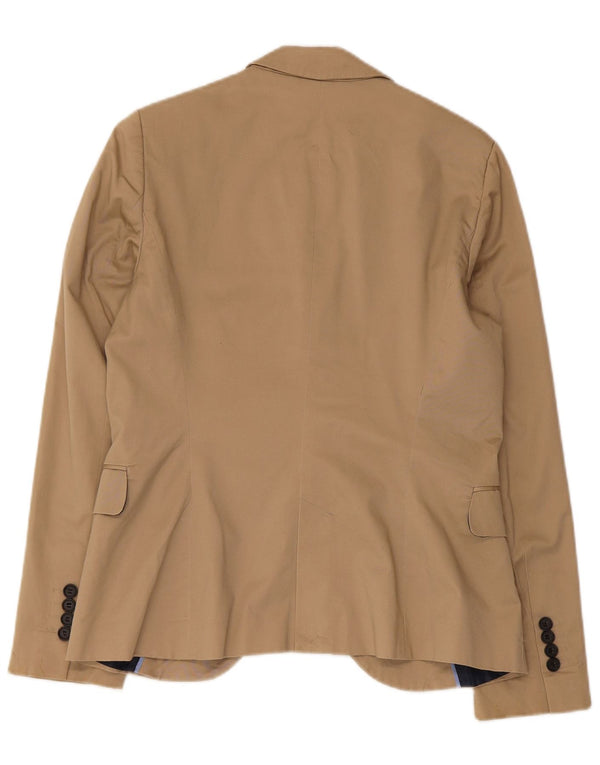 Zara Veste Blazer 1 Bouton Femme UK 14 Grand Coton Beige