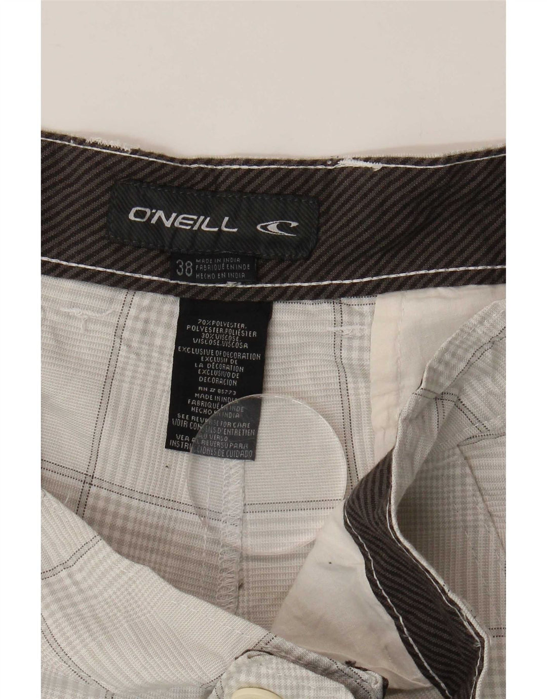 O'Neill Short Chino Homme W38 XL Gris Carreaux Polyester