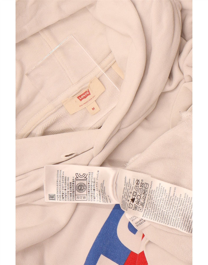 Levi's Pull à Capuche Graphique Oversize Femme UK 14 Blanc Moyen Coton