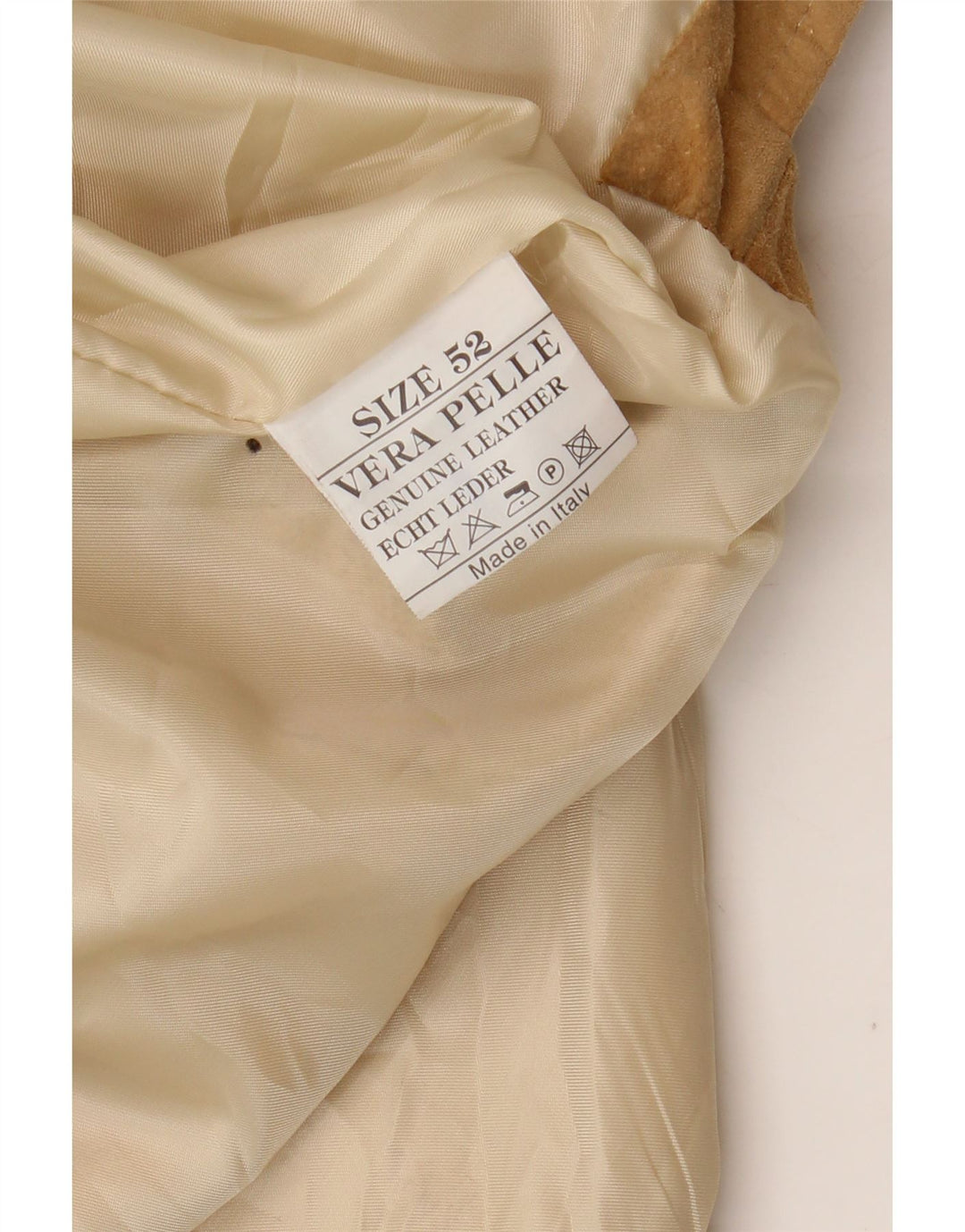 VINTAGE Womens Suede 3 Button Blazer Jacket IT 52 2XL Beige Leather