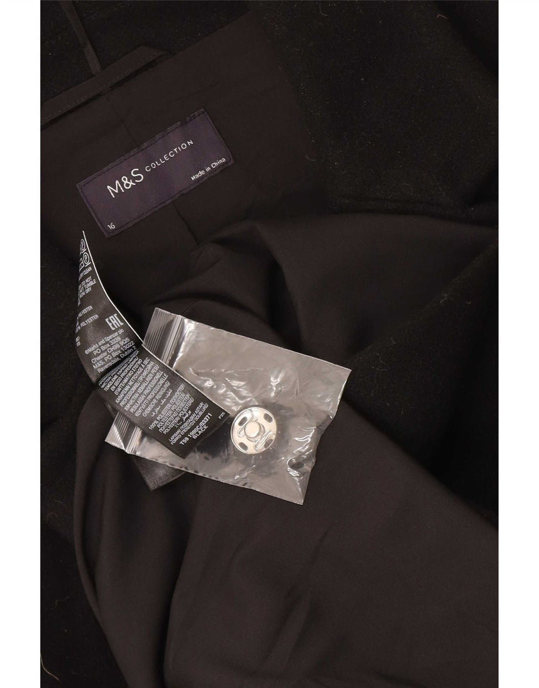 Marks & Spencer Manteau pour femme UK 16 Large Noir Polyester