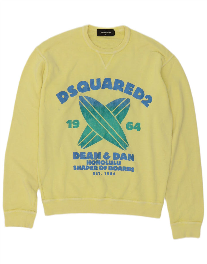 Dsquared2 Homme Graphic Sweatshirt Jumper Grand Jaune Coton