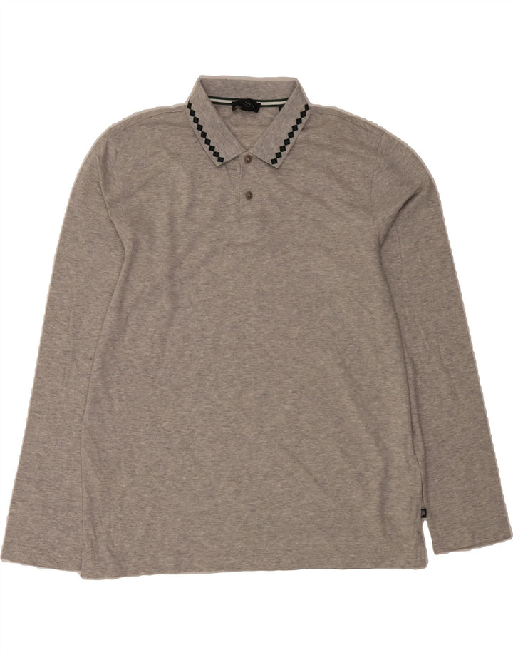 TED BAKER Mens Long Sleeve Polo Shirt Size 3 Medium Grey Cotton Vintage Ted Baker and Second-Hand Ted Baker from Messina Hembry 