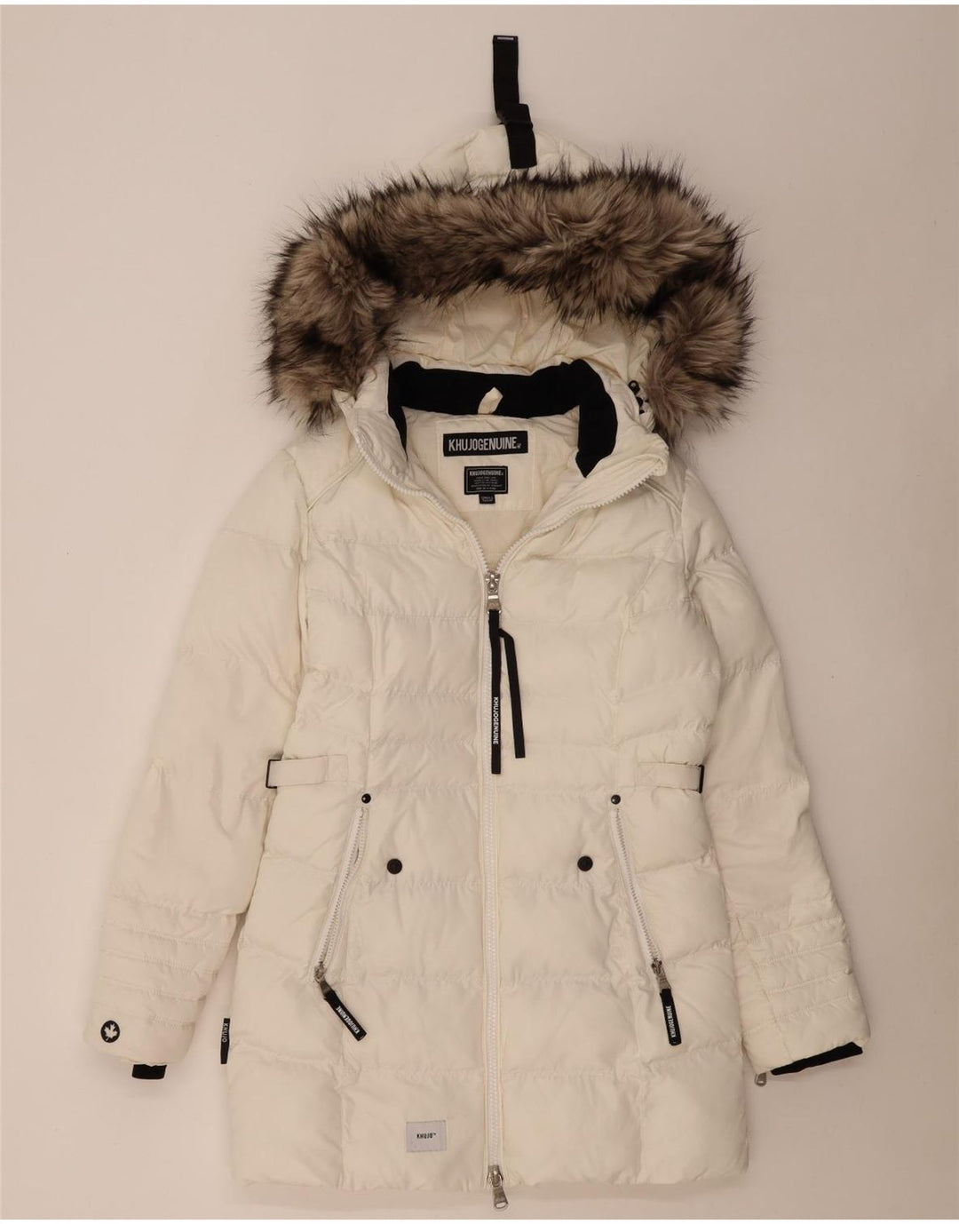 KHUJO Veste matelassée à capuche pour homme Petit polyester blanc