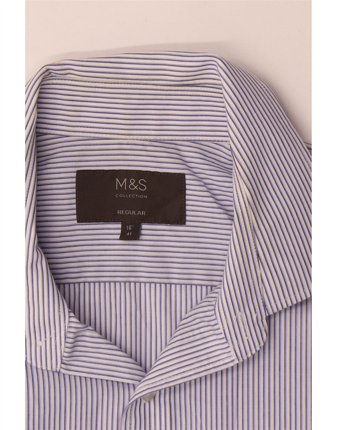 MARKS & SPENCER Chemise à manches courtes pour homme Taille 41 16 Grandes rayures bleues
