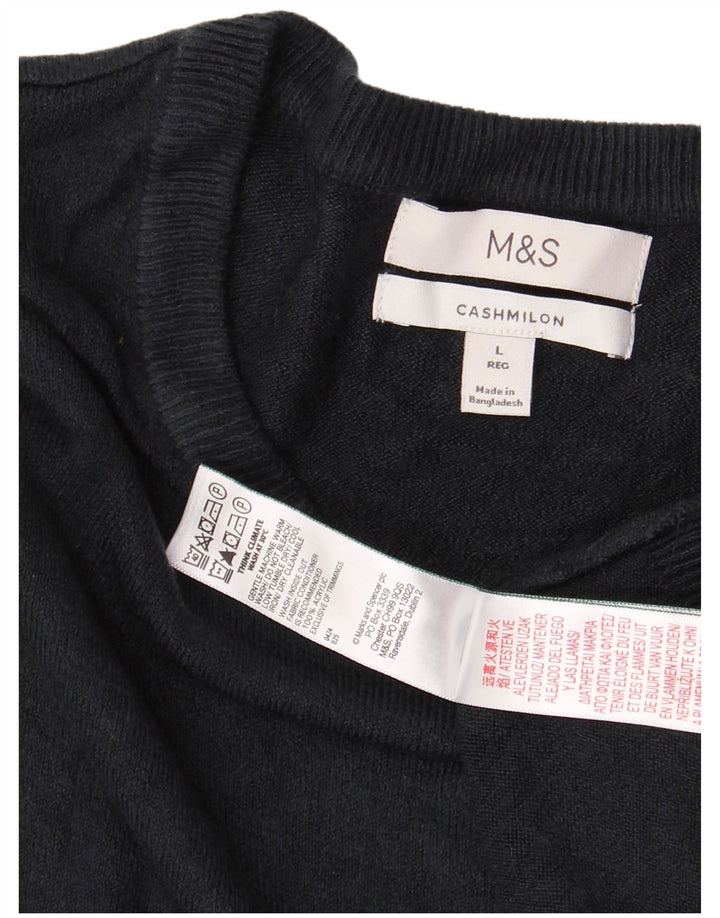 MARKS & SPENCER Pull col rond pour homme en acrylique bleu marine Taille L