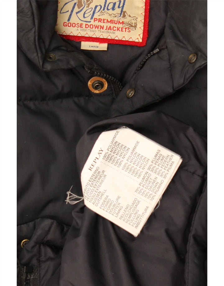 Replay Veste matelassée coupe ample pour homme UK 40 Large Noir Polyamide
