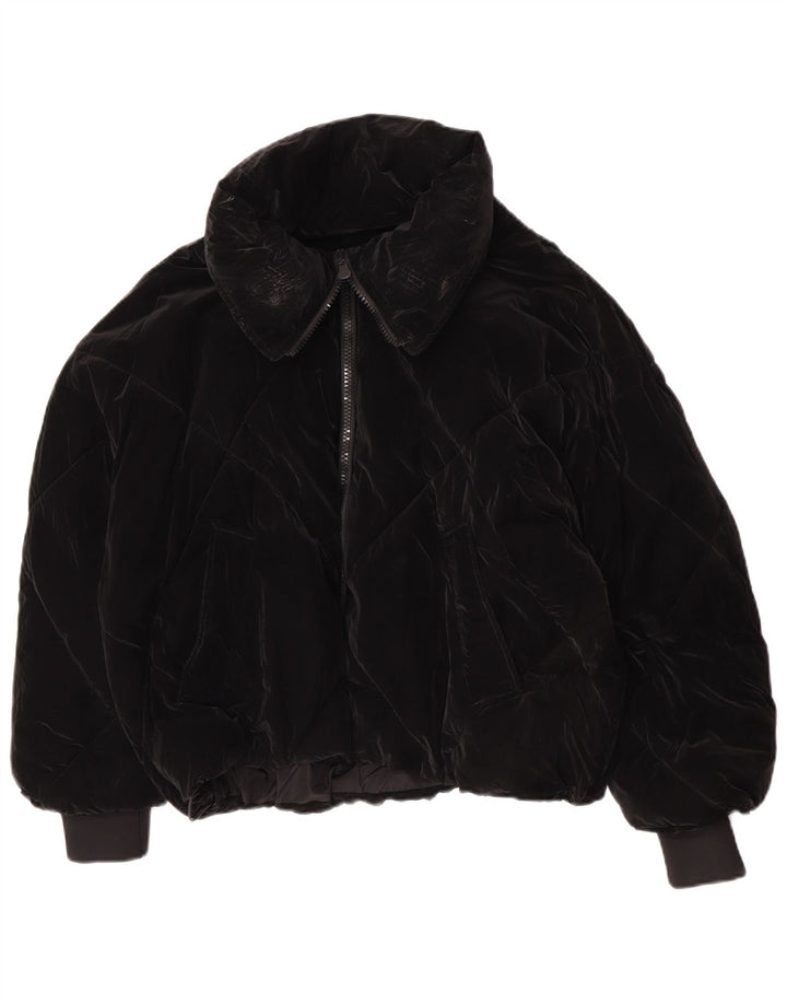 Zara Veste matelassée surdimensionnée pour femme UK 10 Small Noir Polyuréthane