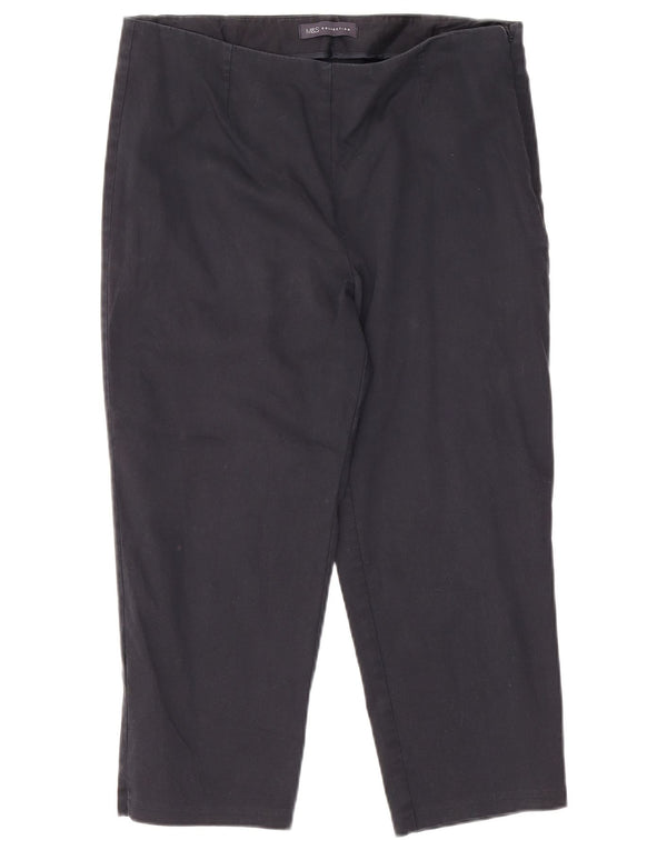 Marks & Spencer Pantalon Capri Femme UK 14 Large W32 L21 Bleu Marine Coton