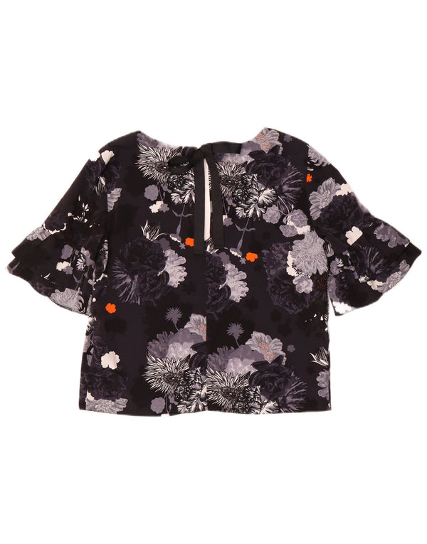 Topshop Chemisier surdimensionné pour femme UK 6 XS Noir Floral Polyester
