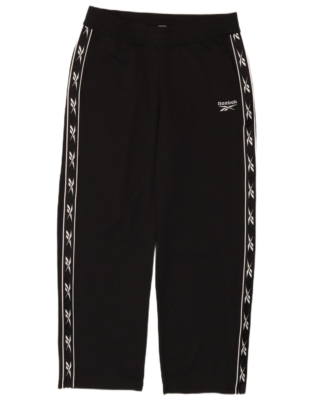REEBOK Womens Graphic Tracksuit Trousers UK 14 Medium  Black Polyester
