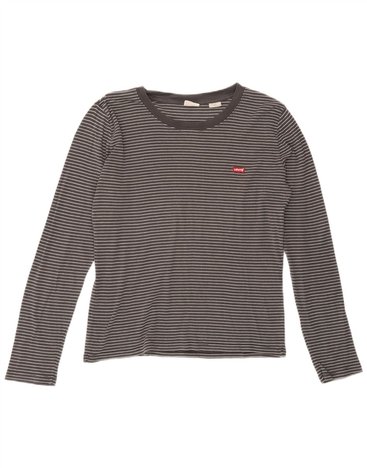 Levi's Top à manches longues pour femme UK 44 Gris moyen en coton à fines rayures