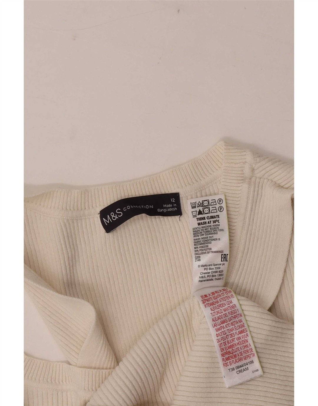 Marks & Spencer Débardeur court pour femme UK 12 Viscose blanc moyen