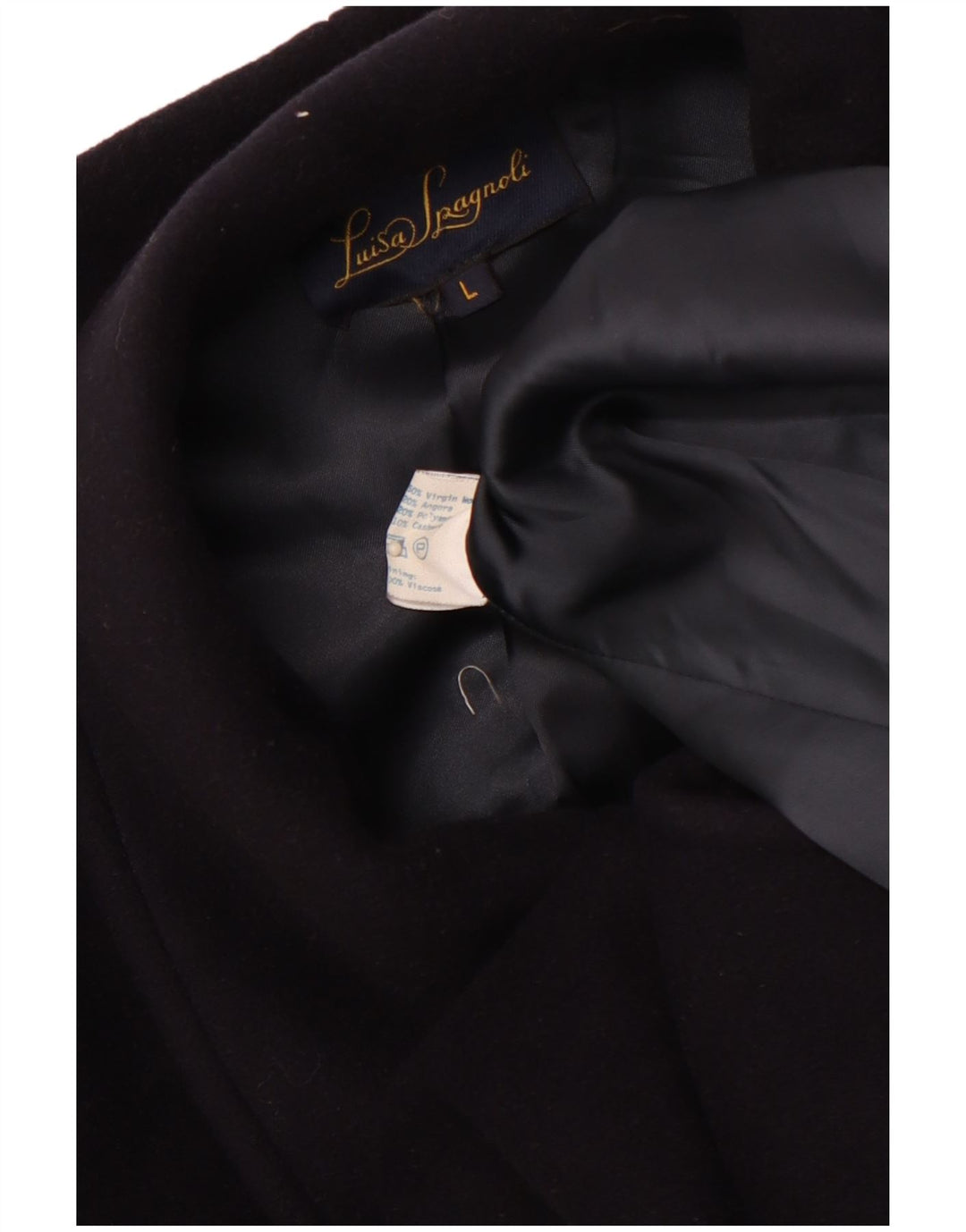 LUISA SPAGNOLI Manteau surdimensionné pour femme UK 16 Grande laine vierge bleu marine