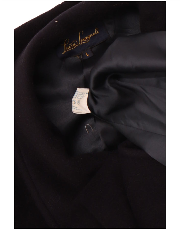 LUISA SPAGNOLI Manteau surdimensionné pour femme UK 16 Grande laine vierge bleu marine