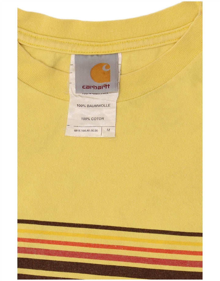 Carhartt T-Shirt Graphique Homme Coton Rayé Jaune Moyen