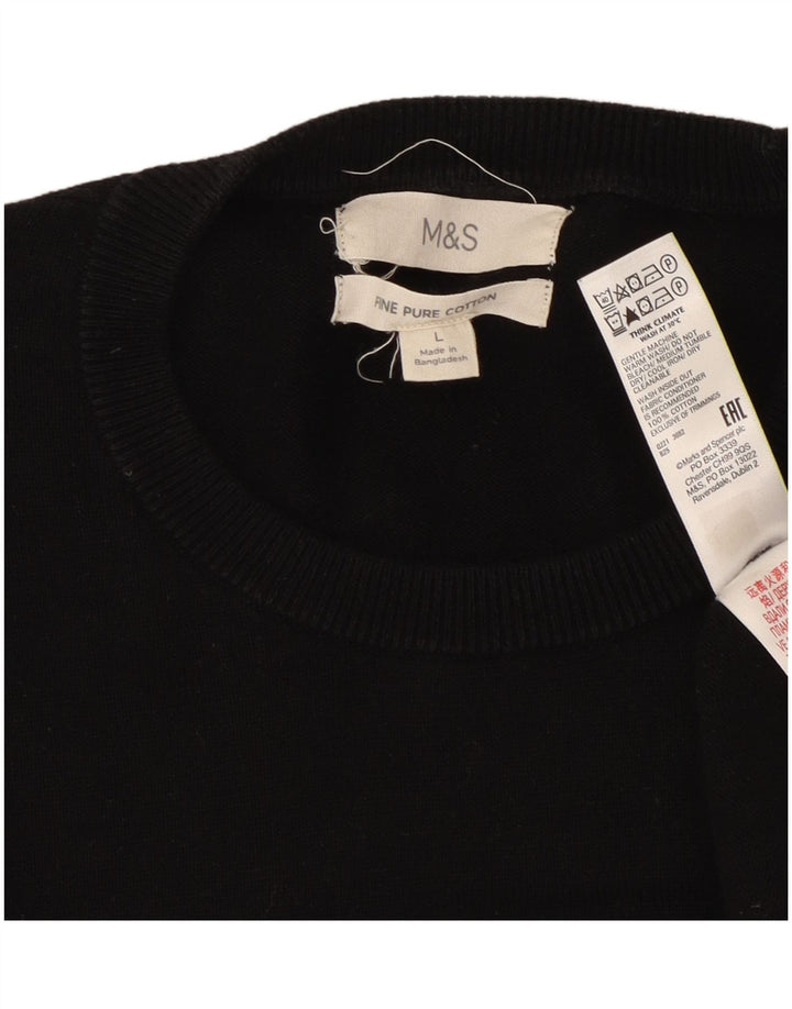 Marks & Spencer Pull à col rond pour homme en coton noir Taille L
