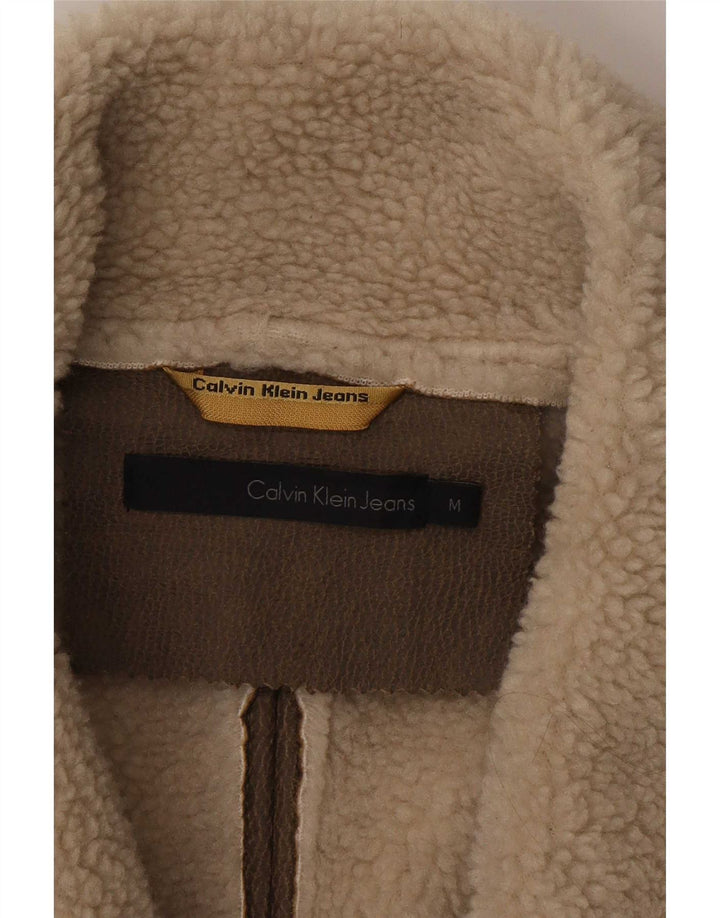Calvin Klein Jeans Veste Sherpa Femme UK 14 Marron Moyen Polyester
