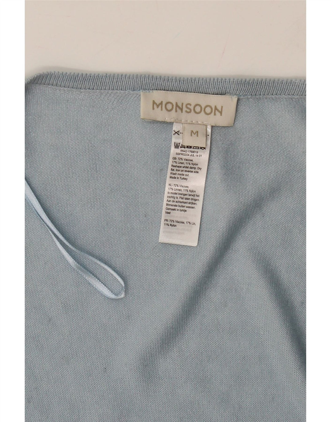 MONSOON Womens Crop Cardigan Top UK 12 Medium Blue Viscose Vintage Monsoon and Second-Hand Monsoon from Messina Hembry 