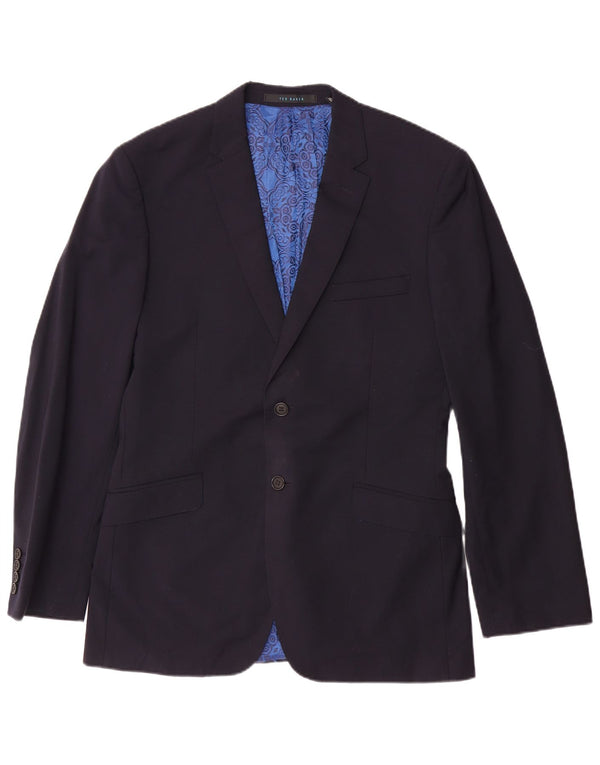 Ted Baker Veste blazer à 2 boutons pour homme US 40 Large Bleu marine en laine