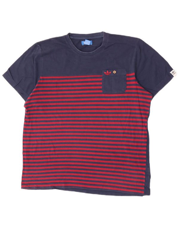 Adidas T-Shirt Homme Haut Grand Coton Rayé Bleu Marine