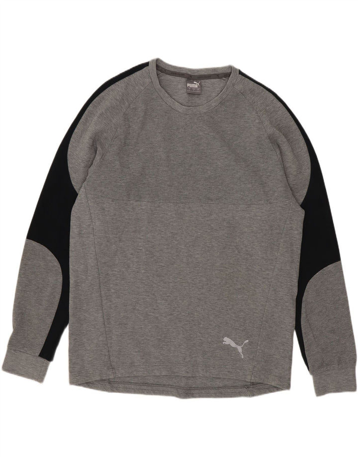 Puma Haut à manches longues pour homme en coton color block Gris Taille L