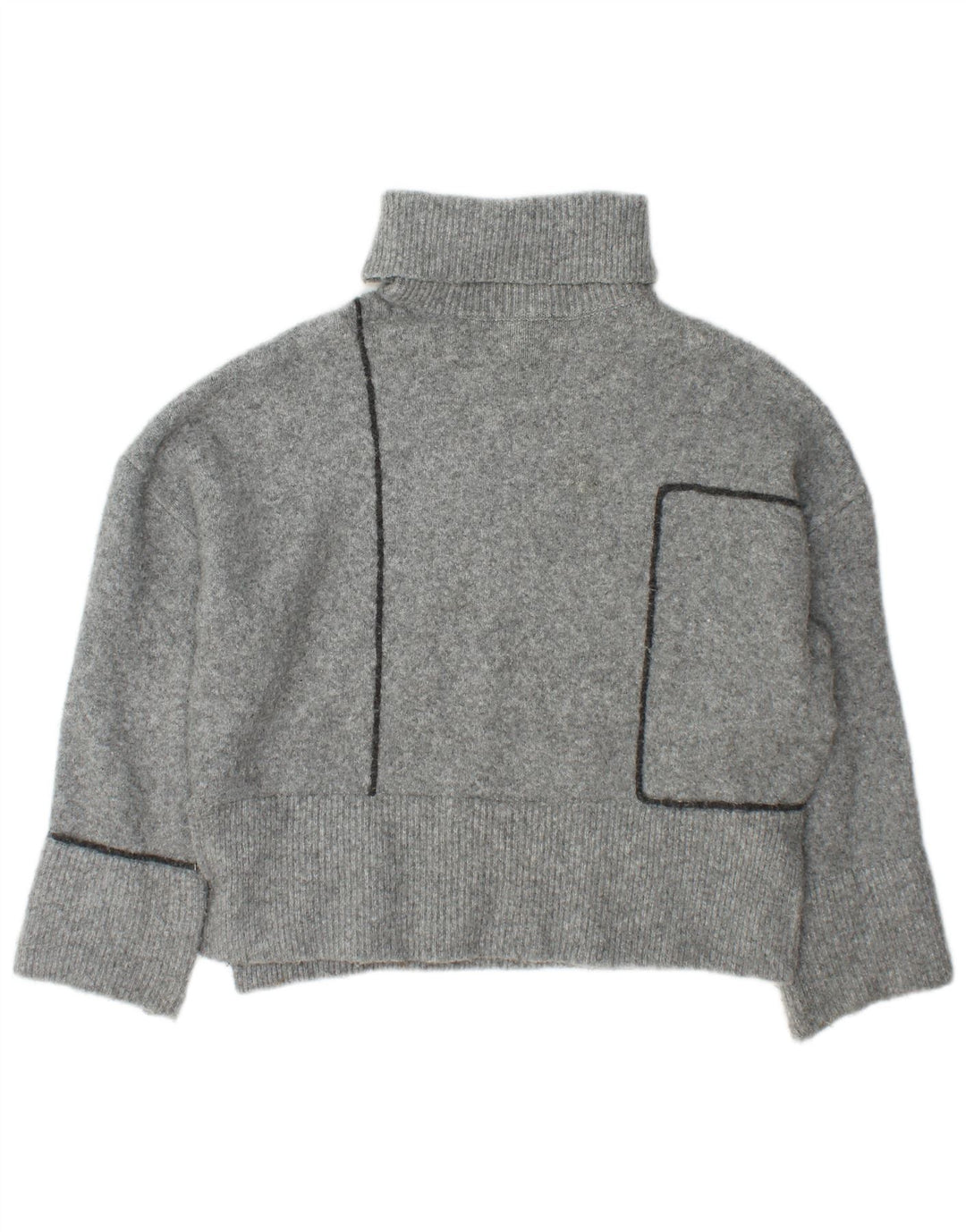 Zara Pull surdimensionné à col roulé pour femme UK 10 Petit Acrylique Gris